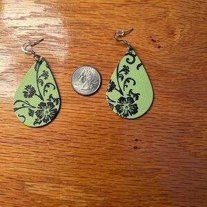 Floral Green Teardrop Earrings